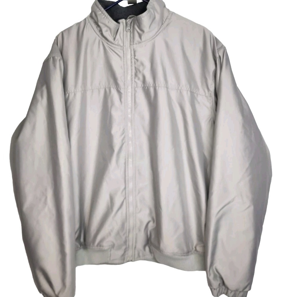 Vintage Chaps Mens XXL 90's Sailing Jacket Full Zip Fleece Lined Rain Coat Grey